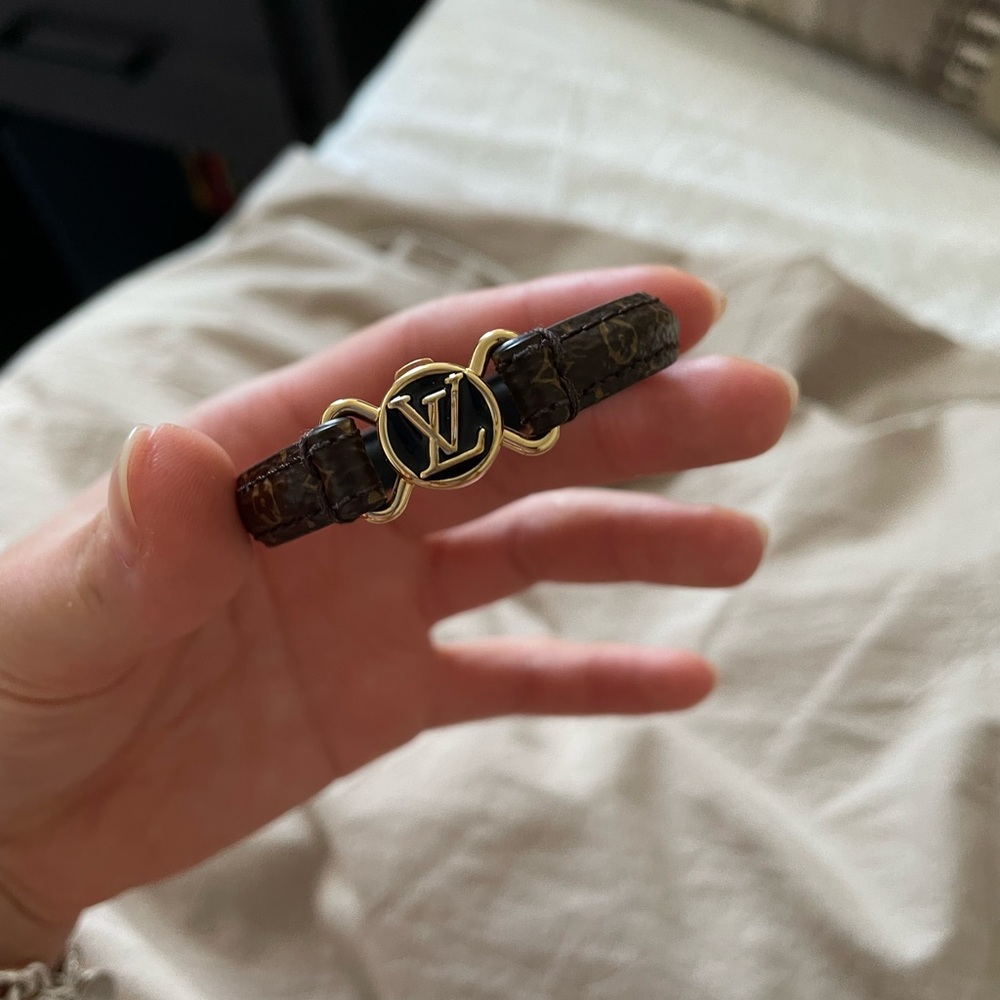 Louis Vuitton Black Bracelet with Gold Clasp